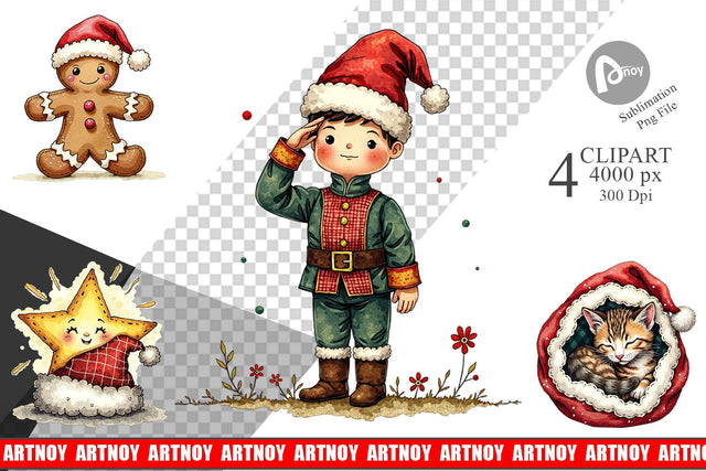 Clipart Santa Hat Whimsy Sublimation artnoy 