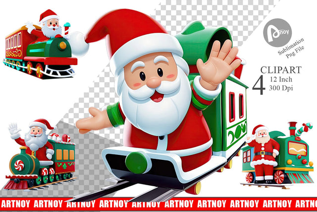 Clipart Santa Train Sublimation artnoy 