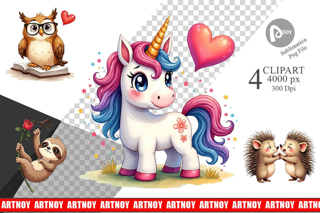 Clipart Sarcastic Animals Valentine Cynical Critters Watercolor Sublimation artnoy 