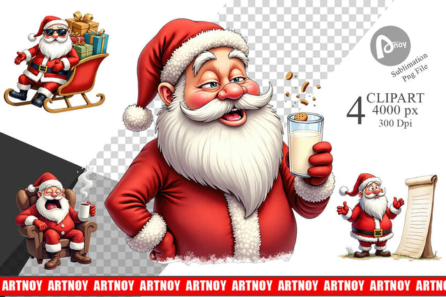 Clipart Sarcastic Santa Sublimation artnoy 
