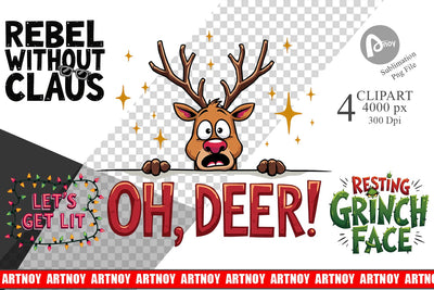 Clipart Sassy Reindeer Games Sublimation artnoy 
