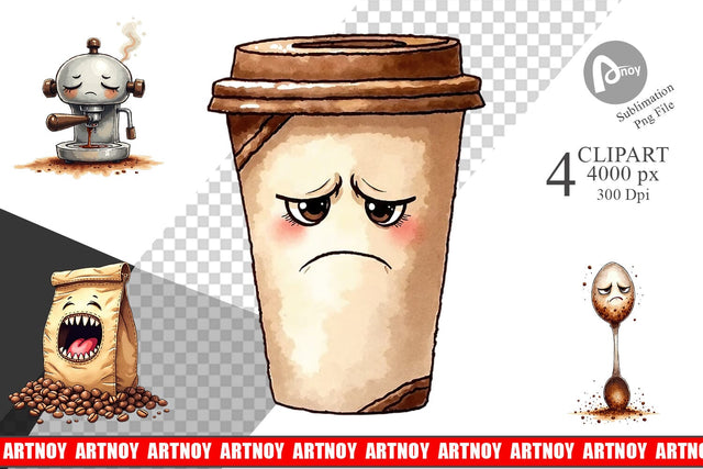 Clipart Sentient Sarcastic Mugs Watercolor Sublimation artnoy 