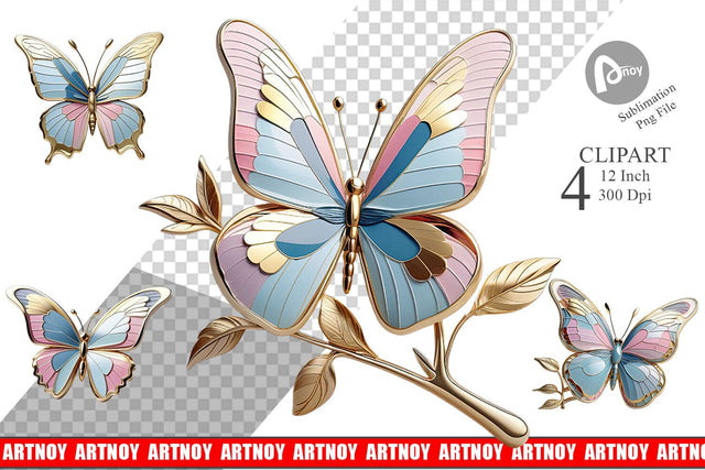 Clipart Shiny Butterfly Sublimation artnoy 