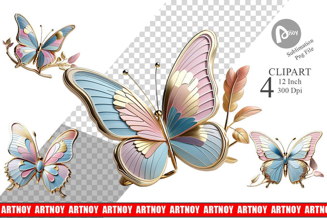 Clipart Shiny Butterfly Sublimation artnoy 