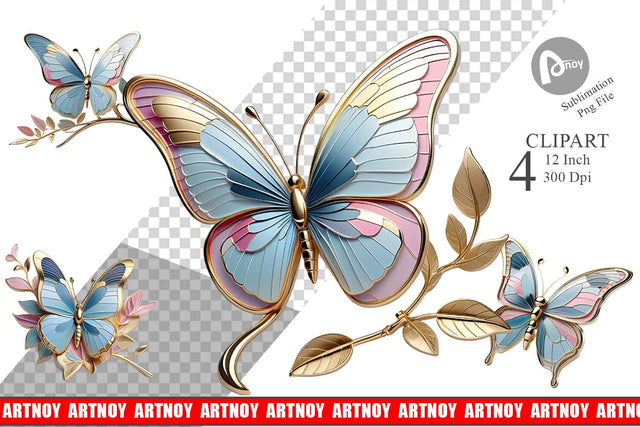 Clipart Shiny Butterfly Sublimation artnoy 