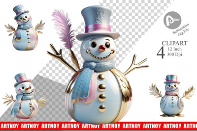 Clipart Shiny Snowman Sublimation artnoy 