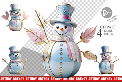 Clipart Shiny Snowman Sublimation artnoy 