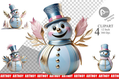 Clipart Shiny Snowman Sublimation artnoy 