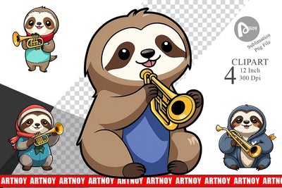Clipart Sloth New Year Sublimation artnoy 
