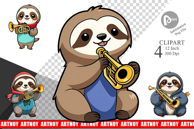 Clipart Sloth New Year Sublimation artnoy 