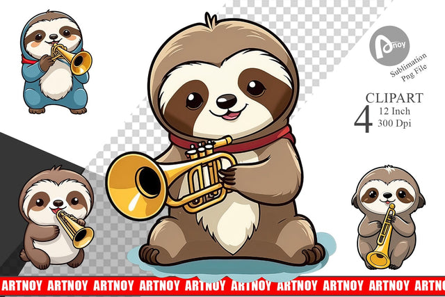 Clipart Sloth New Year Sublimation artnoy 