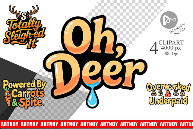 Clipart Snarky Reindeer Holiday Sublimation artnoy 