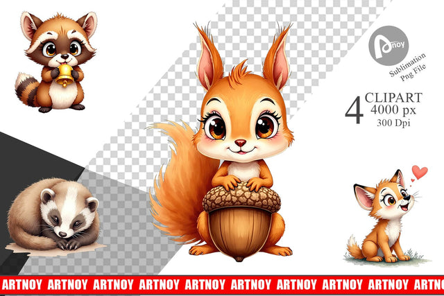 Clipart Snow Buddies Watercolor Sublimation artnoy 