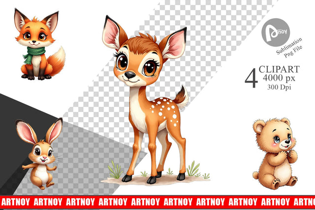 Clipart Snow Buddies Watercolor Sublimation artnoy 