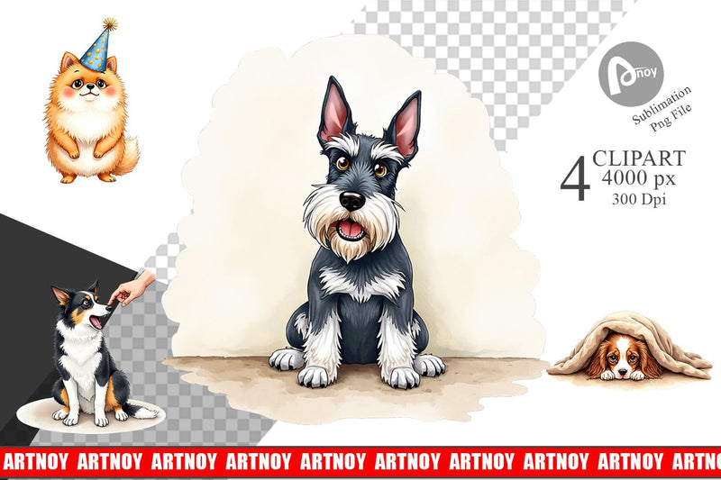 Clipart Socially Awkward Pups Sarcastic Watercolor Sublimation artnoy 