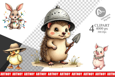 Clipart Springtime Shenanigans Playful Animal Antics Sublimation artnoy 