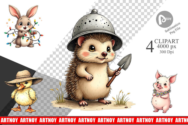 Clipart Springtime Shenanigans Playful Animal Antics Sublimation artnoy 