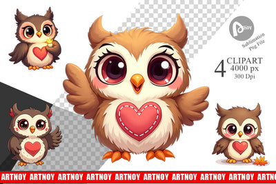 Clipart Stitched Owl Poses Sublimation artnoy 