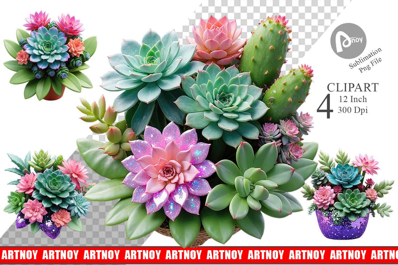 Clipart Succulent Floral Sublimation artnoy 