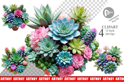 Clipart Succulent Floral Sublimation artnoy 