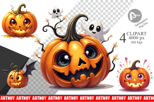 Clipart Surreal Pumpkins Sublimation artnoy 