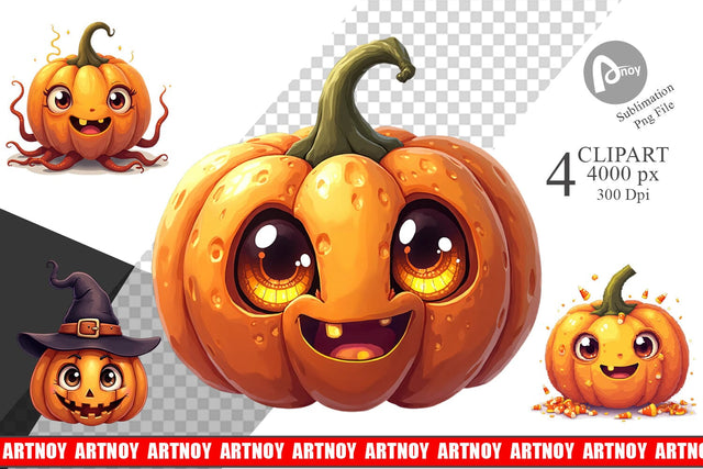 Clipart Surreal Pumpkins Sublimation artnoy 