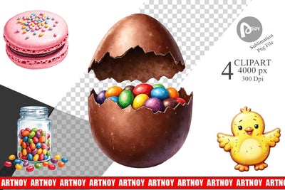 Clipart Sweet Easter Treats and Desserts Watercolor Sublimation artnoy 