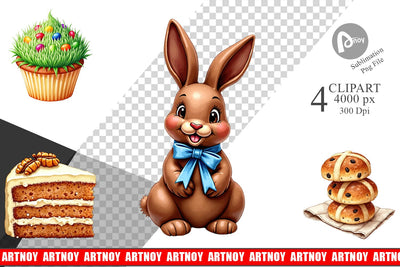 Clipart Sweet Easter Treats and Desserts Watercolor Sublimation artnoy 