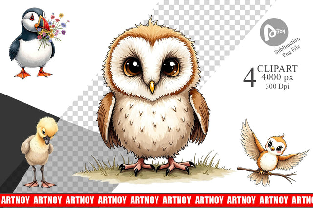 Clipart The Awkward Aviary Quirky Hand-Drawn Bird Sublimation artnoy 