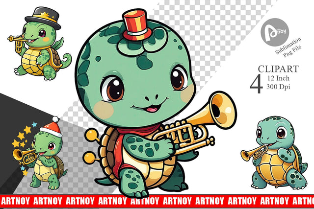 Clipart Turtle New Year Sublimation artnoy 