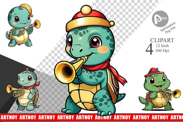 Clipart Turtle New Year Sublimation artnoy 