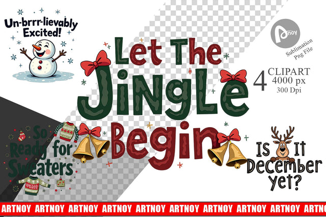 Clipart Ugly Cute Christmas Countdown: Quirky Quotes Sublimation artnoy 