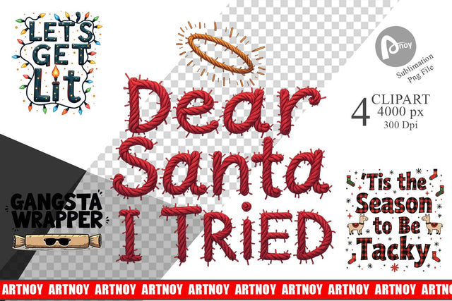 Clipart Ugly Sweater Sayings: Tacky & Trendy Quotes Sublimation artnoy 