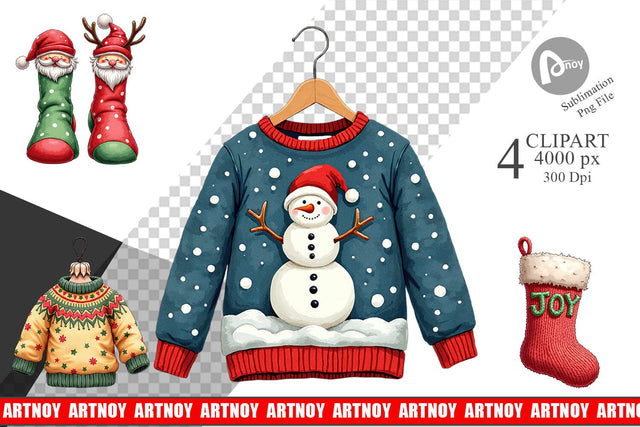Clipart UglyCute Christmas Sweaters Sublimation artnoy 