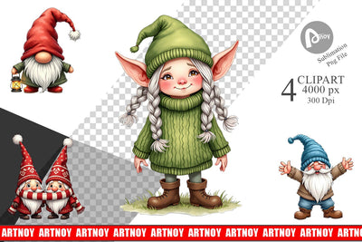 Clipart UglyCute Nordic Gnomes Sublimation artnoy 