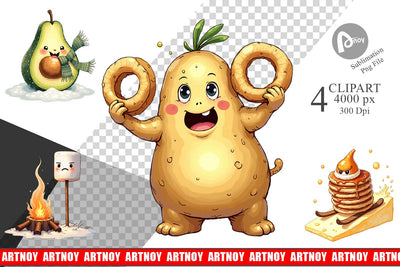 Clipart UglyCute Winter Food & Drinks Sublimation artnoy 