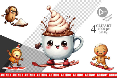 Clipart UglyCute Winter Food & Drinks Sublimation artnoy 