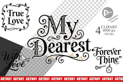 Clipart Victorian Romance Valentine Quotes Sublimation artnoy 