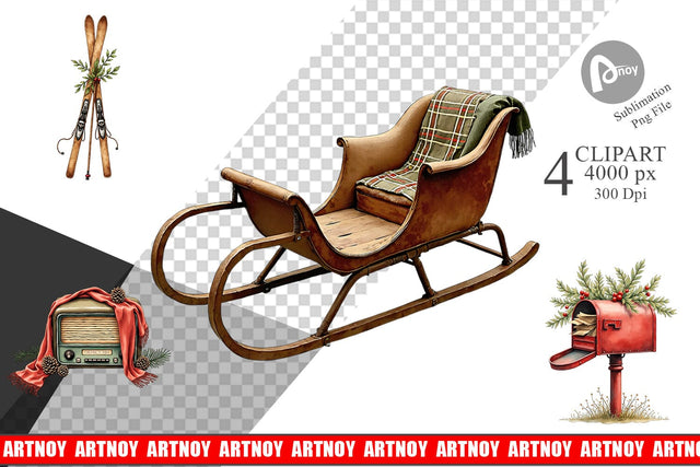 Clipart Vintage Christmas Journey Sublimation artnoy 