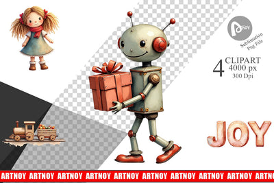 Clipart Vintage Christmas Toys Sublimation artnoy 