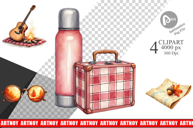 Clipart Vintage Fall Road Trip Sublimation artnoy 
