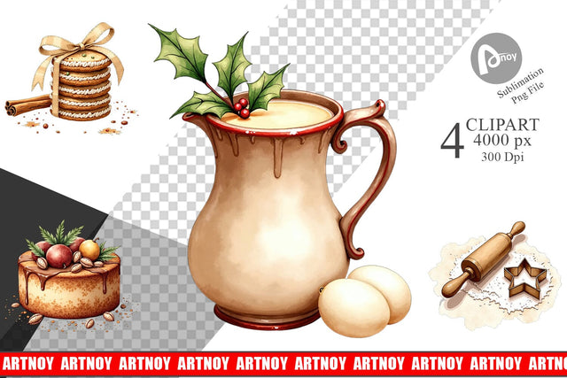 Clipart Vintage Farmhouse Christmas Sublimation artnoy 
