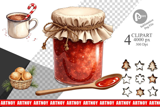 Clipart Vintage Farmhouse Christmas Sublimation artnoy 