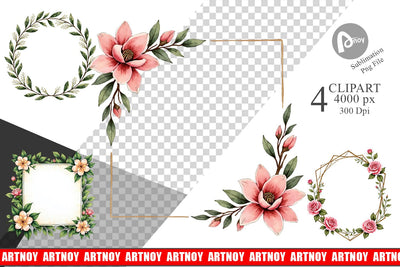 Clipart Vintage Floral Frames and Wreaths Sublimation artnoy 