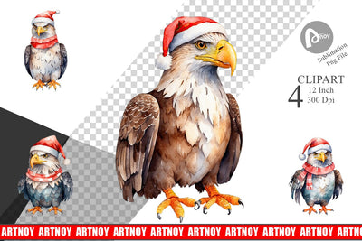 Clipart Watercolor Christmas Eagle Sublimation artnoy 