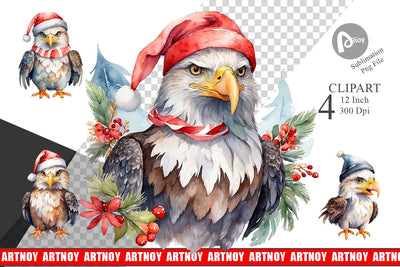 Clipart Watercolor Christmas Eagle Sublimation artnoy 