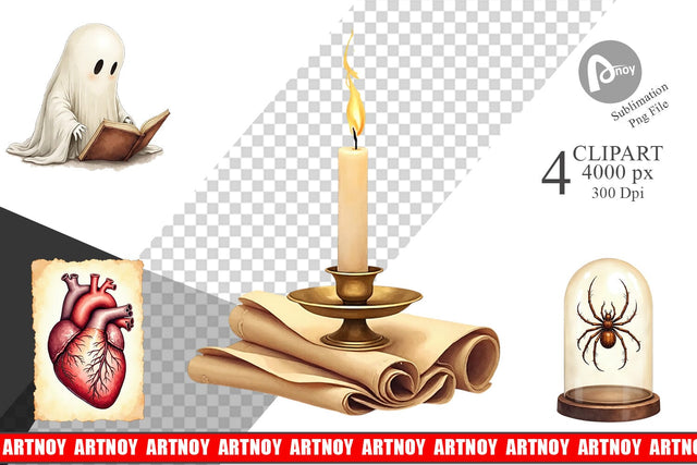 Clipart Watercolor Dark Academia Creatures Sublimation artnoy 