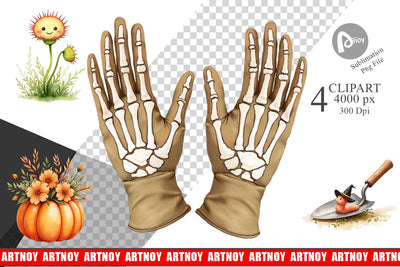 Clipart Watercolor Garden Ghouls Sublimation artnoy 