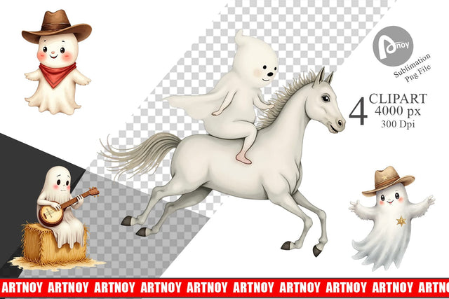 Clipart Watercolor Ghostly Wild West Sublimation artnoy 