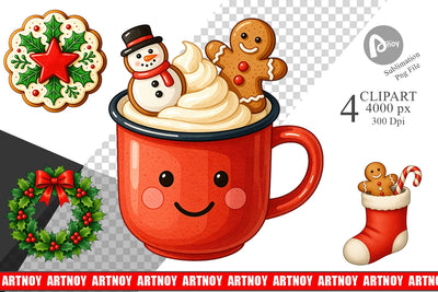 Clipart Watercolor Happy Holidays Sublimation artnoy 